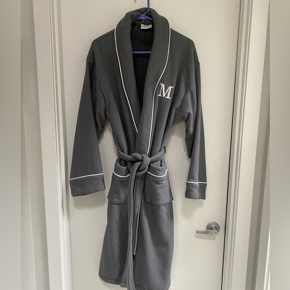 Bathrobe, gray Turkish cotton